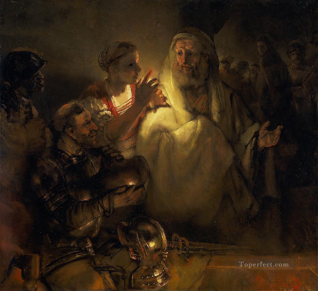 ピーターの否定 1660 レンブラント油絵